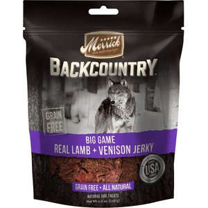 Merrick Backcountry Big Game Real Lamb & Venison Jerky Grain-Free Dog Treats, 4.5-oz bag