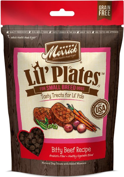 Merrick Lil' Plates Bitty Beef Recipe Grain-Free Dog Treats, 5-oz bag slide 1 of 9
