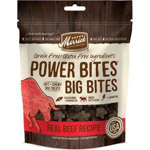 Merrick Power Bites Big Bites Real Beef Recipe Grain-Free Soft & Chewy Dog Treats, 6-oz bag