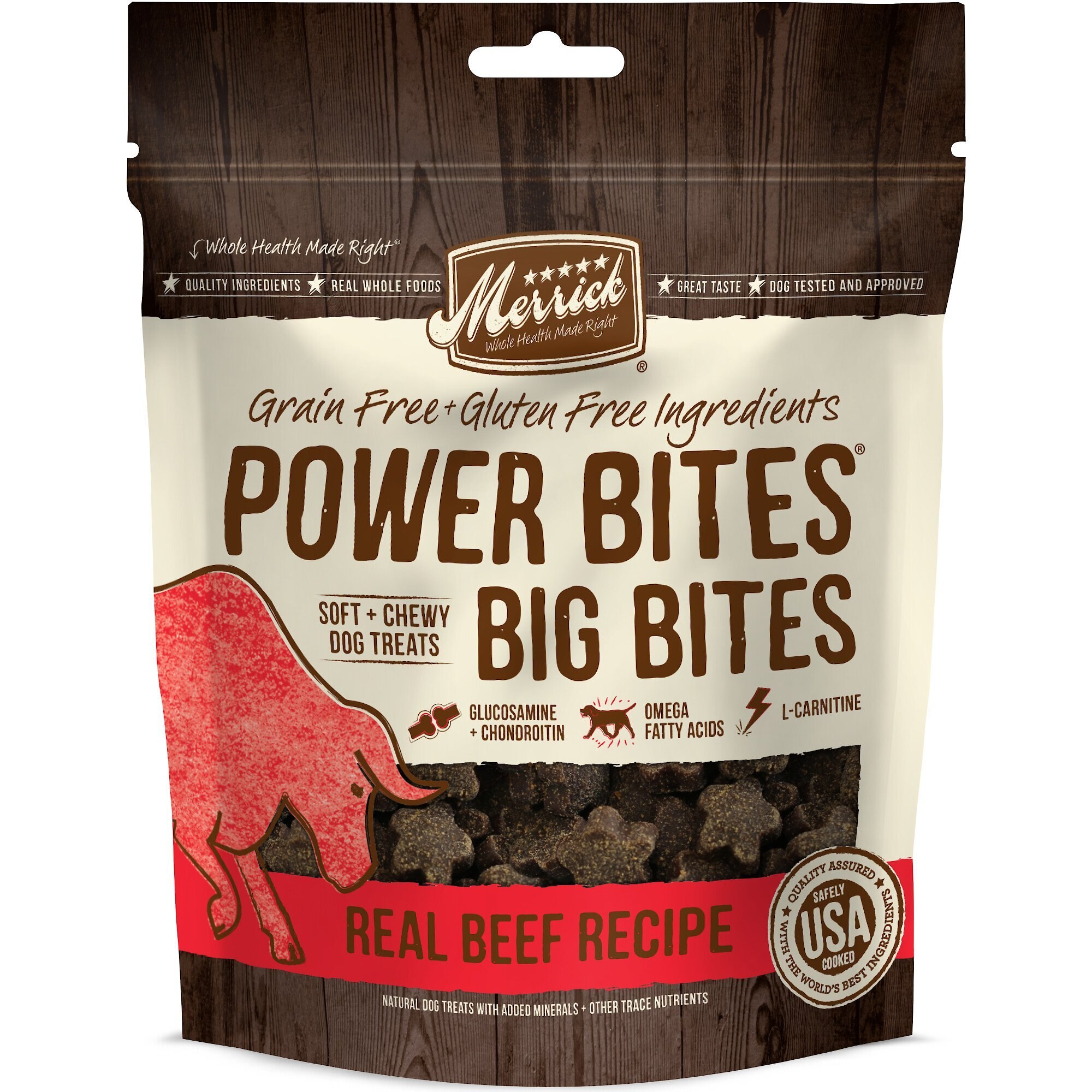 Power Bites Big Bites Real Beef Recipe Grain-Free Soft & Chewy Dog Treats