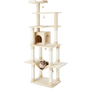 Frisco 78-in Faux Fur Cat Tree & Condo, Cream