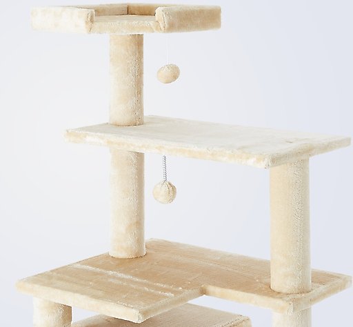 Frisco 78-in Faux Fur Cat Tree & Condo, Cream