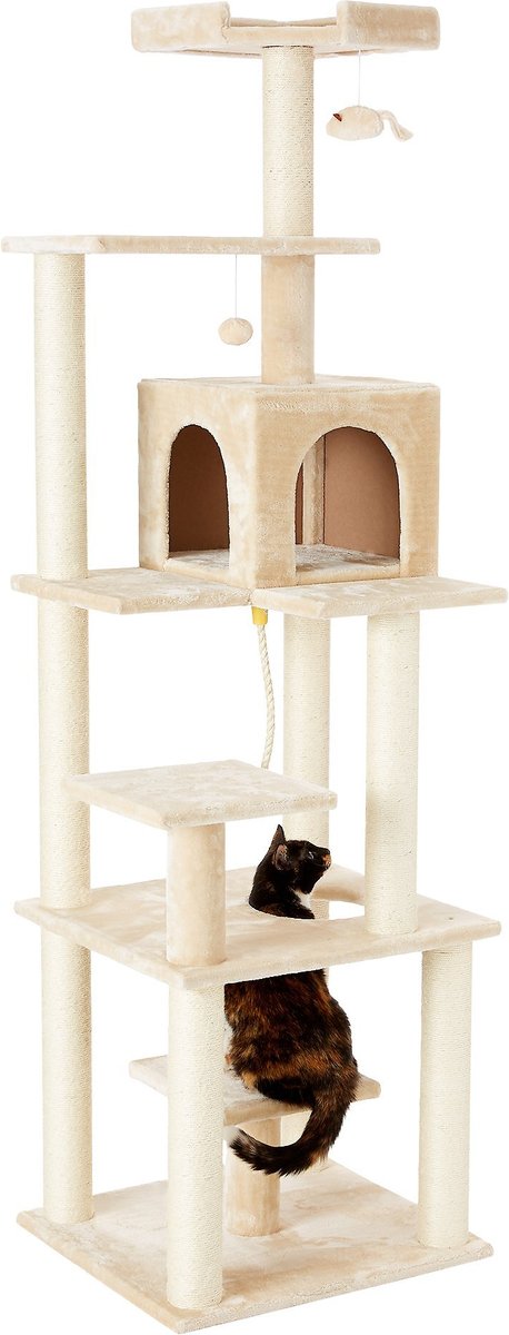 FRISCO 78 in Faux Fur Cat Tree Condo Cream Chewy