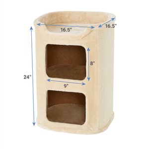 Frisco 24-in 2-Story Faux Fur Cat Condo, Cream