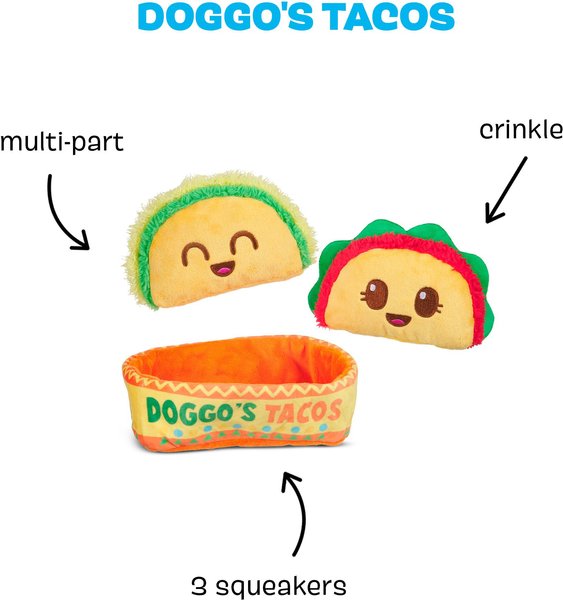 BARK Doggo's Tacos 3-in-1 Squeaky Plush Dog Toy