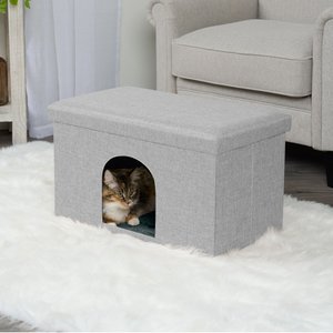 FurHaven House Footstool & Ottoman Dog & Cat Bed, Mist Gray, Large