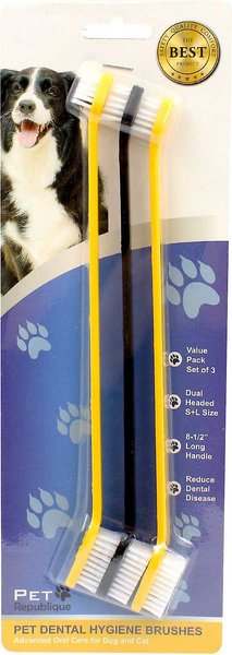 Pet Republique Dog & Cat Dual-Head Toothbrush, 3 count slide 1 of 8