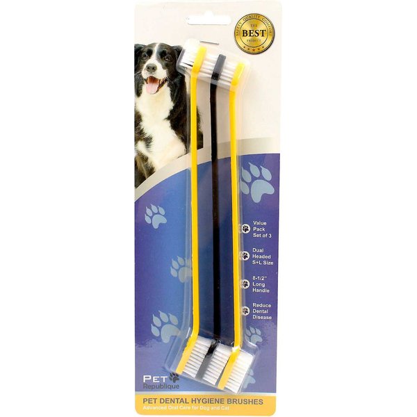 H&H PETS Dual Headed Dog & Cat Toothbrush, 4 count