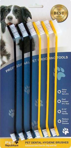 Pet Republique Dog & Cat Dual-Head Toothbrush, 6 count slide 1 of 8