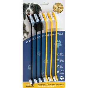 Pet Republique Dog & Cat Dual-Head Toothbrush, 6 count