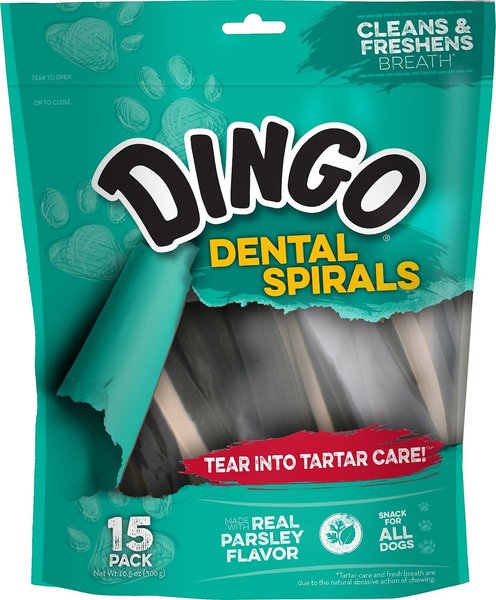 Dingo Dental Spirals Mint Flavor Dental Dog Treats, 15 count slide 1 of 5