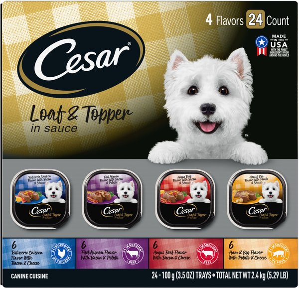 Cesar Loaf in Sauce Variety Pack Adult Wet Dog Food Trays, 3.5-oz, case of 24 slide 1 of 9