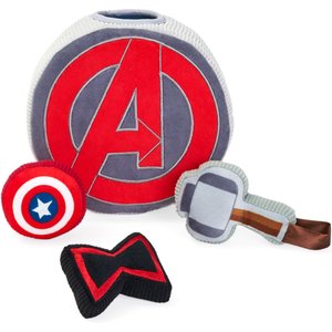 ZippyPaws Marvel Zippy Burrow Avengers Icons Dog Plush Toy, Red