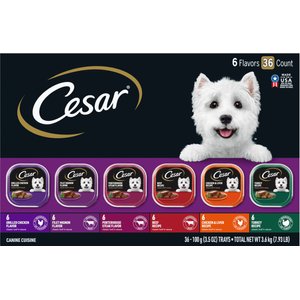 Cesar Classic Loaf in Sauce Variety Pack Grain-Free Small Breed Adult Wet Dog Food Trays, 3.5-oz, case of 36