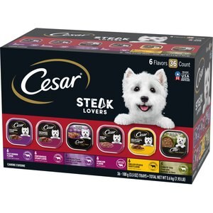 Cesar Steak Lovers Variety Pack Adult Wet Dog Food Trays, 3.5-oz, case of 36