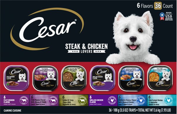 Cesar Steak & Poultry Lovers Variety Pack Dog Food Trays, 3.5-oz, case of 36 slide 1 of 9