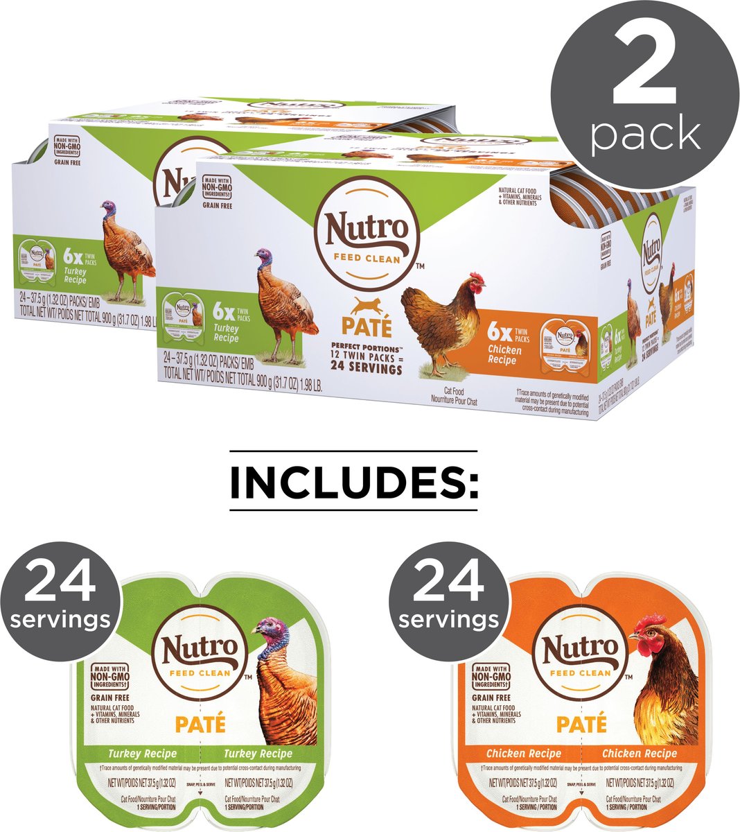 Nutro Wild Frontier Real Turkey & Duck Recipe Pate Adult High-Protein Grain-Free Cat Food Trays