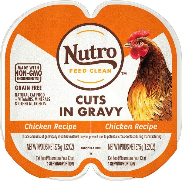 Nutro Perfect Portions Grain-Free Cuts in Gravy Chicken Recipe Cat Food Trays, 2.65-oz, case of 24 twin-packs slide 1 of 9