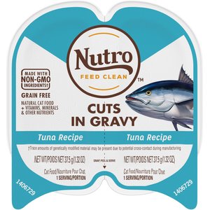 Nutro Perfect Portions Grain-Free Cuts in Gravy Tuna Recipe Adult Wet Cat Food Trays, 2.65-oz, case of 24 twin-packs