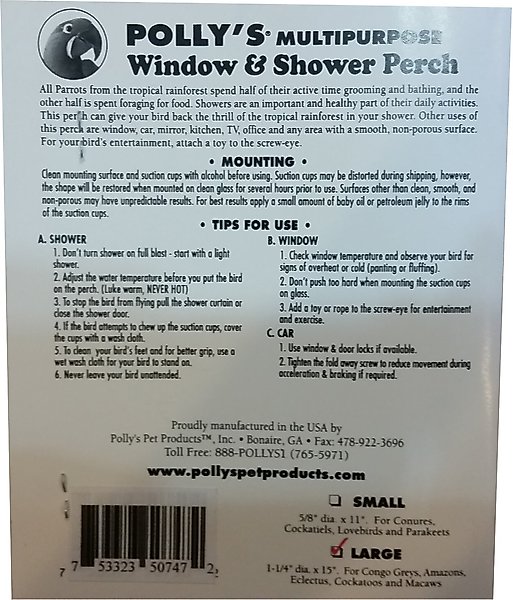 Show full view: Polly's Pet Products Window & Shower Bird Perch, Large slide 3 of 4