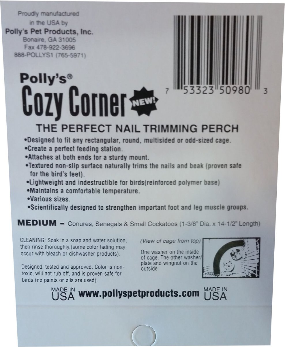 POLLY'S PET PRODUCTS Cozy Corner Bird Perch, Blue, Medium 