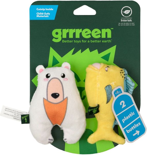 Grrreen Mahi Polar Bear Cat Plush Toy with Catnip