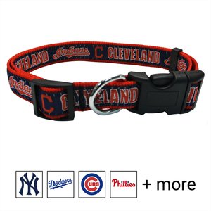 Pets First MLB Nylon Dog Collar, Cleveland Guardians, Medium: 10 to 16-in neck, 5/8-in wide