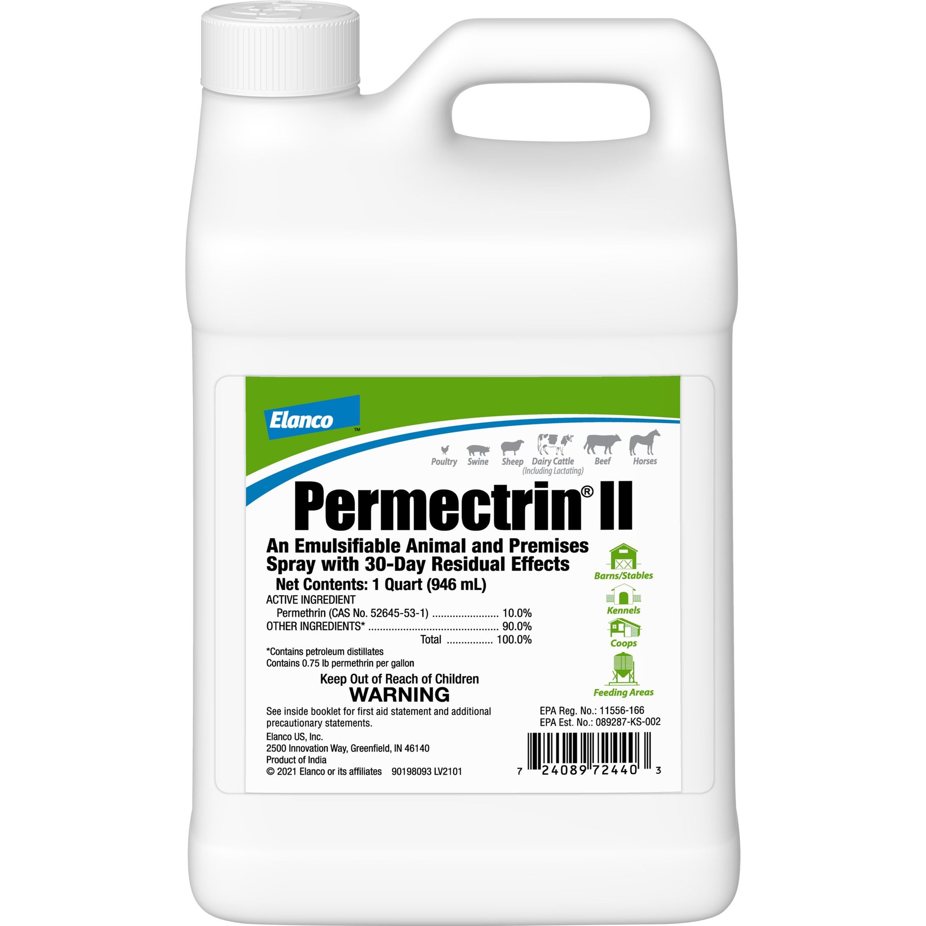 Elanco Permectrin II Farm Animal Fly & Insect Control, 1-qt bottle