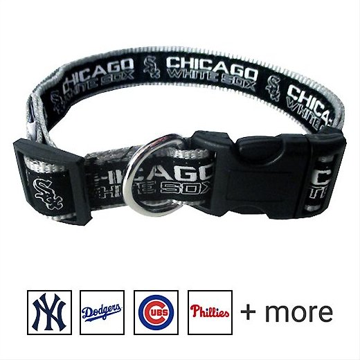 Pets First MLB Nylon Dog Collar, Chicago White Sox, Medium: 10 to 16-in neck, 5/8-in wide slide 1 of 5