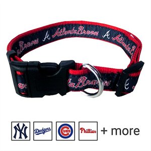 Pets First MLB Nylon Dog Collar, Atlanta Braves, Large: 14 to 24-in neck, 1-in wide