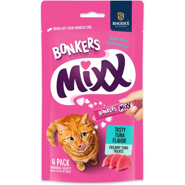 Bonkers Licky Tubes Grain-Free Wet Tuna Flavored Lickable Cat Treats, 4 tubes