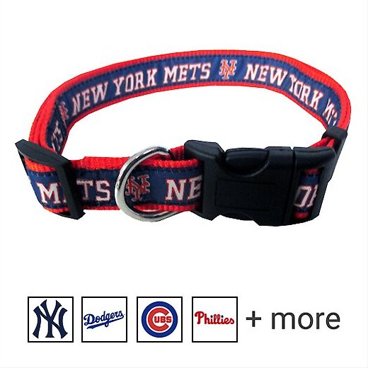 Pets First MLB Nylon Dog Collar, New York Mets, Small: 6 to 12-in neck, 3/8-in wide slide 1 of 4