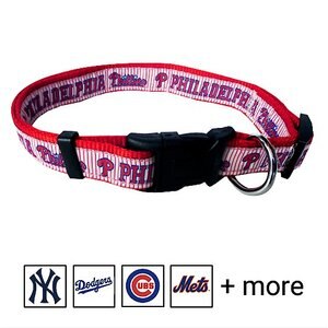 Pets First MLB Nylon Dog Collar, Philadelphia Phillies, Medium: 10 to 16-in neck, 5/8-in wide