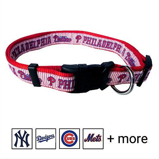 Pets First MLB Nylon Dog Collar, Philadelphia Phillies, X-Large: 22 to 32-in neck, 1 1/4-in wide slide 1 of 5