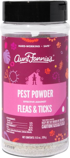Aunt Fannie's Pest Powder Flea & Tick Powder for Dogs & Cats, 11.5-oz bottle