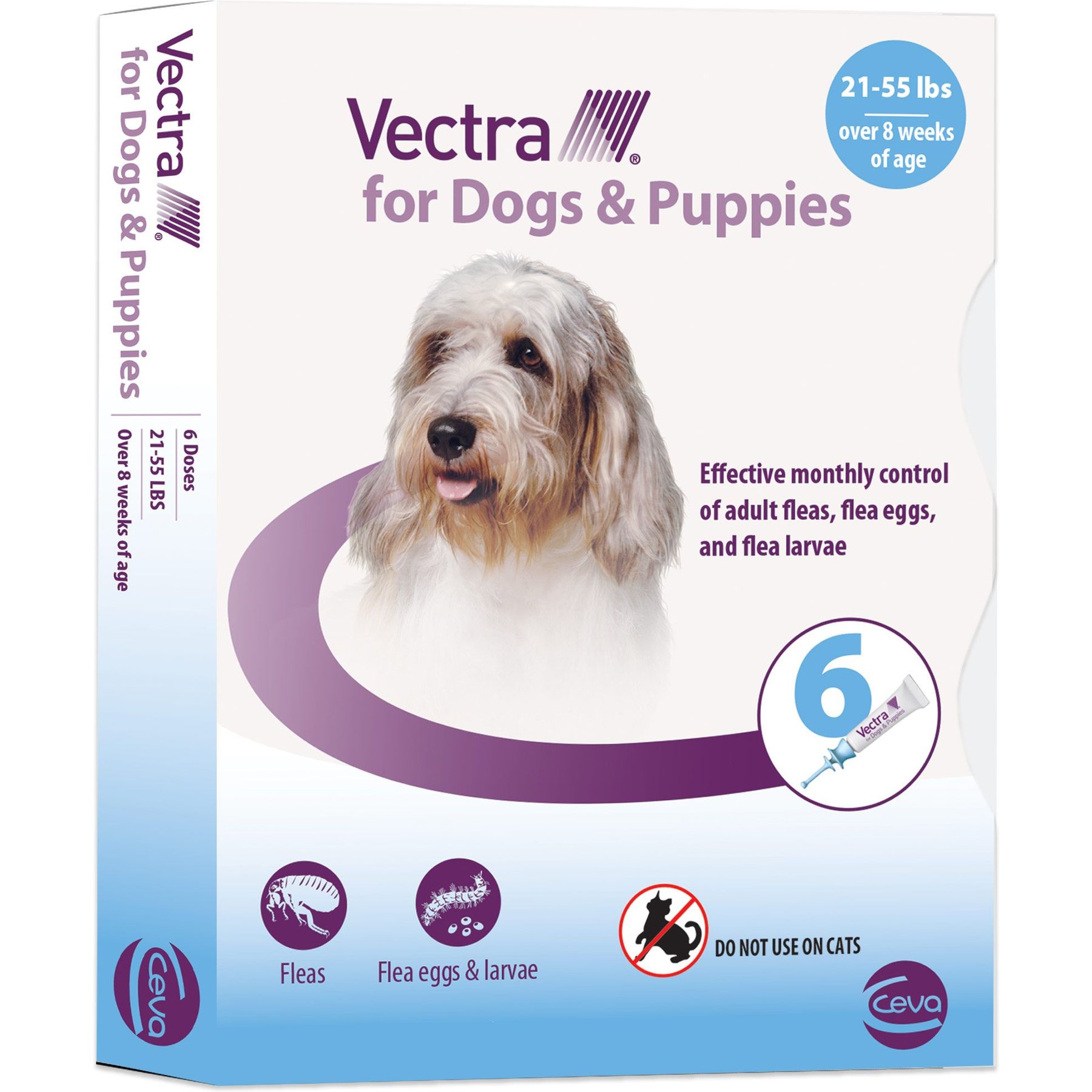 Factory 2=vectra.6 doses--Vectra Dogs 21-55lbs Spot on Flea Treatment over 8 weeks age