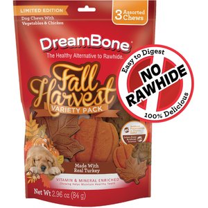 DreamBone Fall Harvest Variety Pack Real Turkey, Maple Bacon, & Pumpkin Spice Flavor Dog Chews