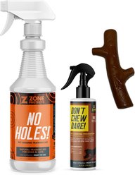 Zone Protects Dog & Cat Digging & Chewing Prevention Spray & Chew Toy Bundle No Holes!, 32-fl oz + Don’t Chew Dare!, 8-fl oz