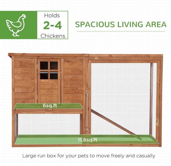 PAWHUT Pen Backyard Rabbit Hutch House Wooden Kit with Outdoor Run ...