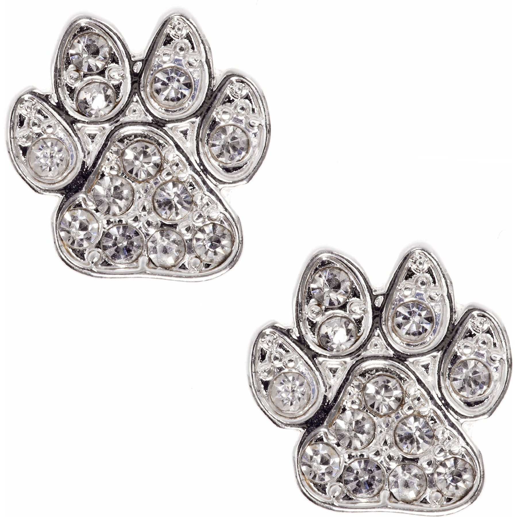 Pet Friends Antiqued Circle Paw Stud Earrings