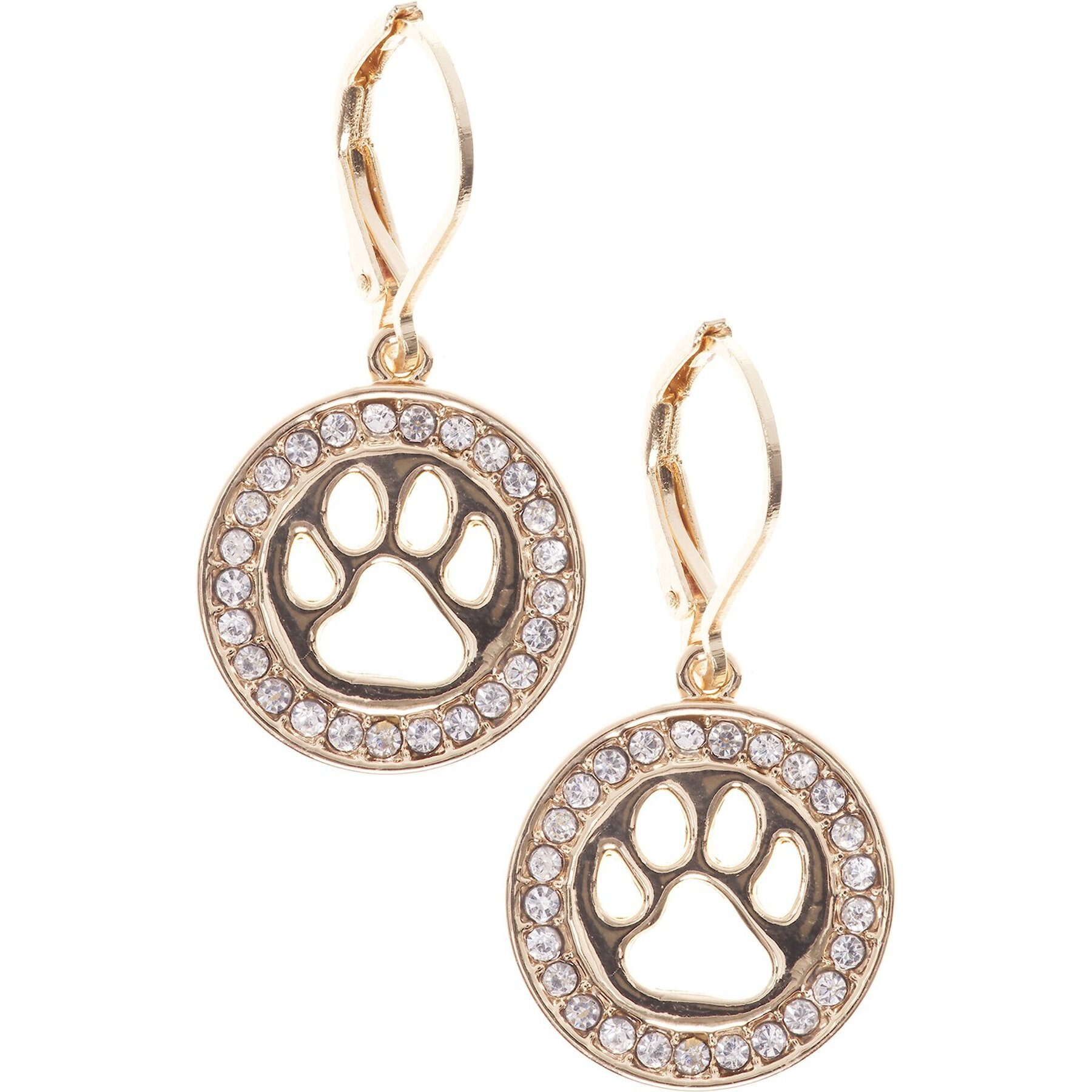 PET FRIENDS Pave Paw Cutout Drop Earrings, Gold - Chewy.com