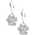 Pet Friends Pave Paw Drop Earrings, Silver