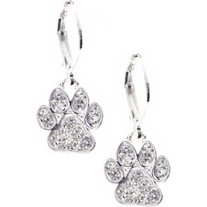 PET FRIENDS Pave Paw Drop Earrings, Silver - Chewy.com