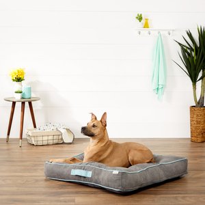 Frisco Tufted Square Pillow Cat & Dog Bed w/ Removable Cover, Gray, Large
