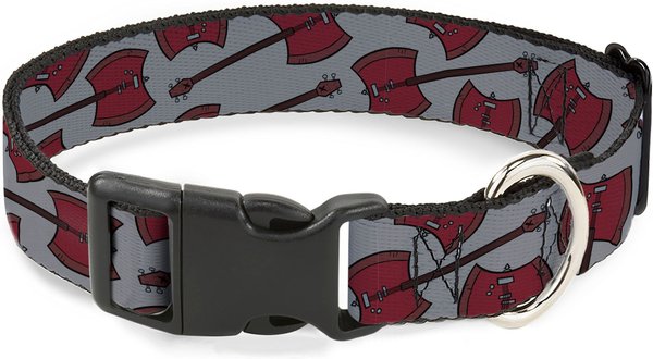 BUCKLE DOWN Cartoon Network Adventure Time Marceline s Axe Bass Guitar Scattered Gray Plastic Buckle Polyester Dog Collar Wide Medium 16 to 23 in neck 1.5 in wide Chewy