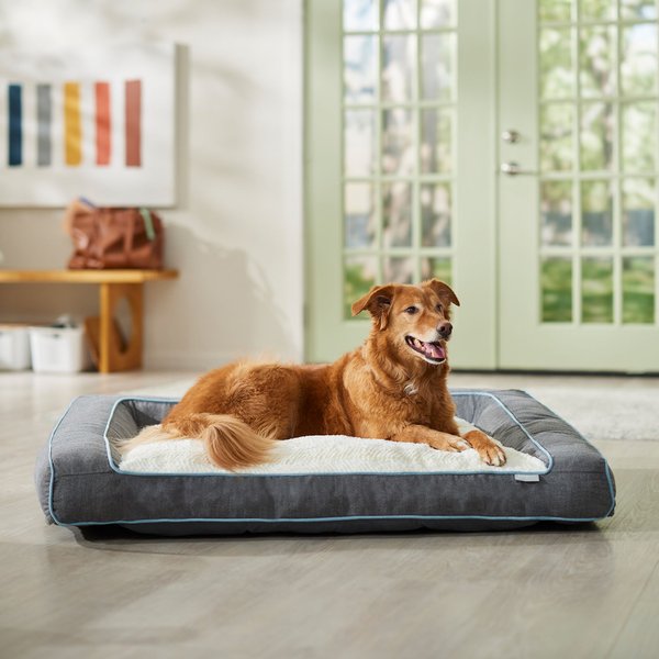 FRISCO Velvet Round Bolster Dog Bed w/Removable Cover, Gray, XLarge