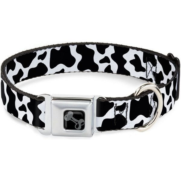 Buckle-Down Crunchyroll Hells Paradise Kanji Title Logo & Gabimaru Face Metal Seatbelt Buckle Polyester Dog Collar, Black/White