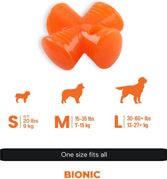Bionic Stuffer Tough Interactive Treating Dog Chew Toy, Orange, 5-in