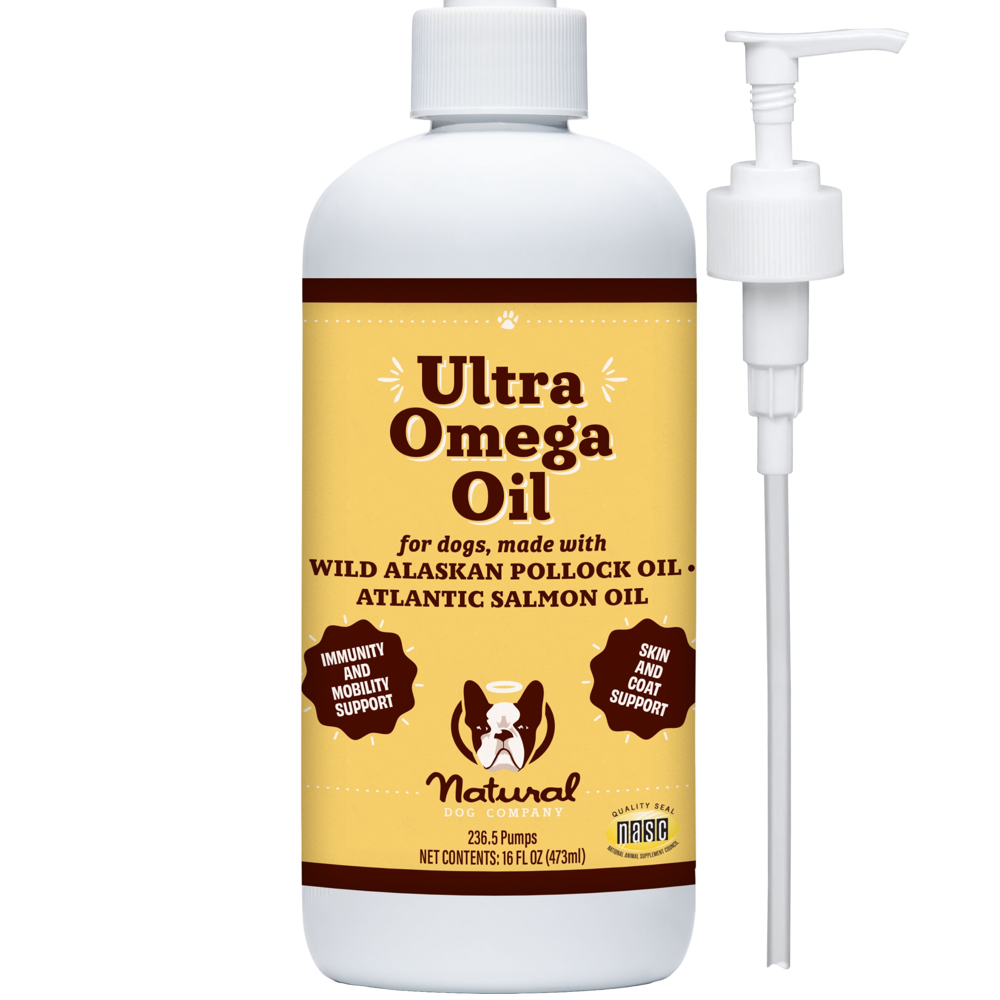 NATURAL DOG COMPANY Ultra Omega Oil Supplement for Dogs, 16oz bottle