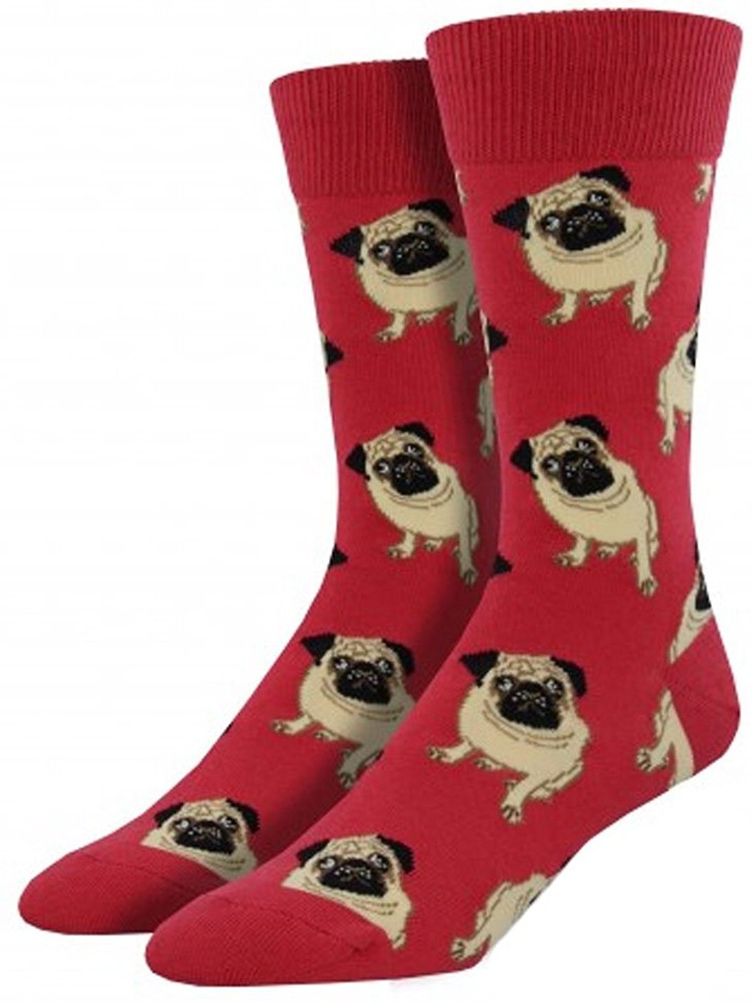 SOCKSMITH Men's Pug Crew Socks, Terracotta Red